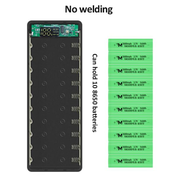 10 Cell Power Bank Case With Dual USB LED Display Module DIY Box For 18650 In Pakistan
