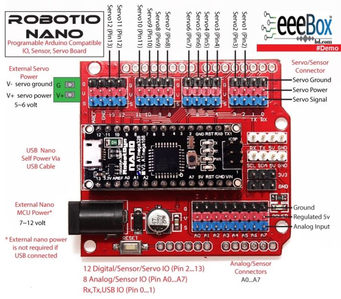 Arduino Nano Sensor Shield Nano IO Expansion Board Prototype Shield