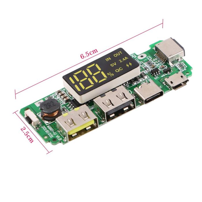 QC Dual USB 5V 2.4A Micro Type C Lightning USB Power Bank Kit With LED Display In Pakistan