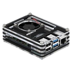 Transparent Acrylic Case For Raspberry Pi 4B With Cooling Fan And Heat Sink Clear And Black Case in Pakistan