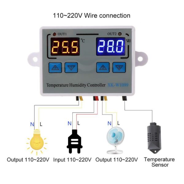 XK-W1099 AC 220V 10A Digital Temperature Humidity Controller
