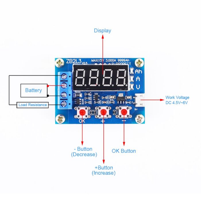 ZB2L3 HW-586 HW586 Battery Capacity Tester External Load Discharge Type Module In Pakistan