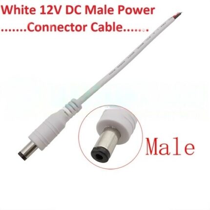 White 12v DC Male Power Plug Connector Cable Wire For LED Light In Pakistan
