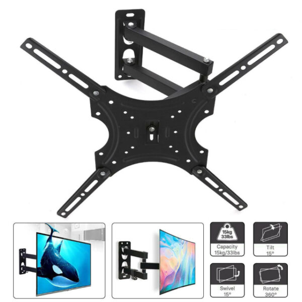 Home Design LCD Wall Mount Bracket For 14-55 Inch TVs Universal Plasma LED Tilt Bracket HDL 117B 2 Black in Pakistan - Image 2