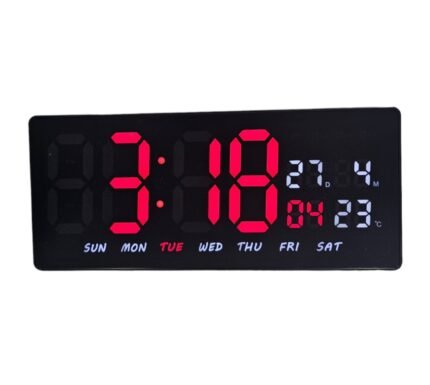 Digital Calendar Clock 3604 14.5×6 Inch 12/24 AM/PM 5V Battery Less In Pakistan