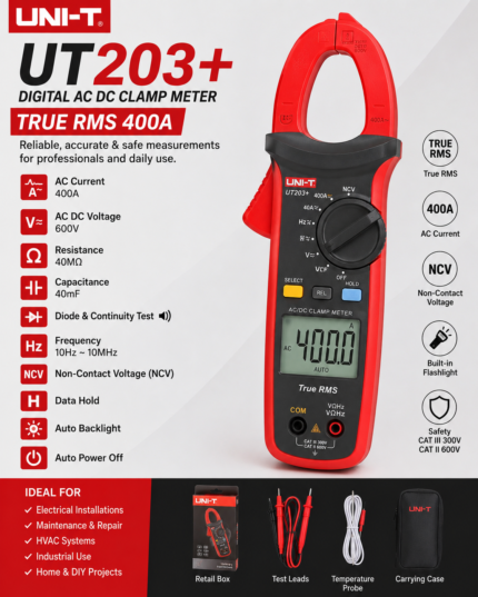 UNI-T UT203+ Digital AC/DC Clamp Meter True RMS 400A in Pakistan